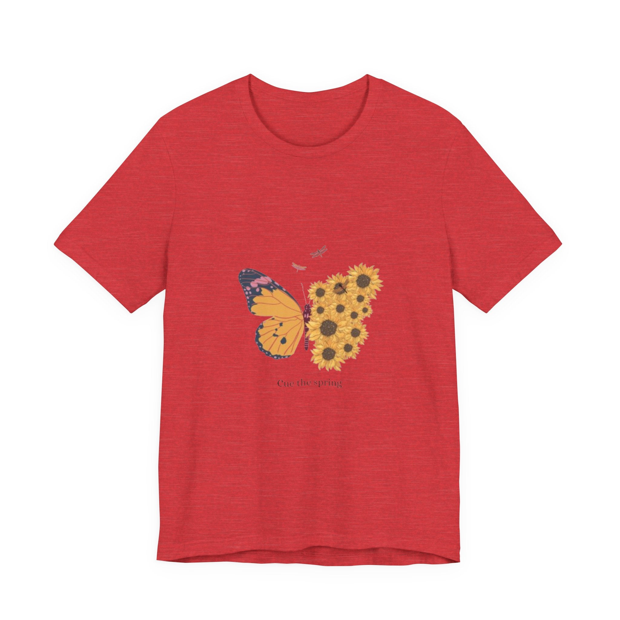 Butterfly Sunflower Tee — 'Over the Spring' Floral Graphic T-Shirt