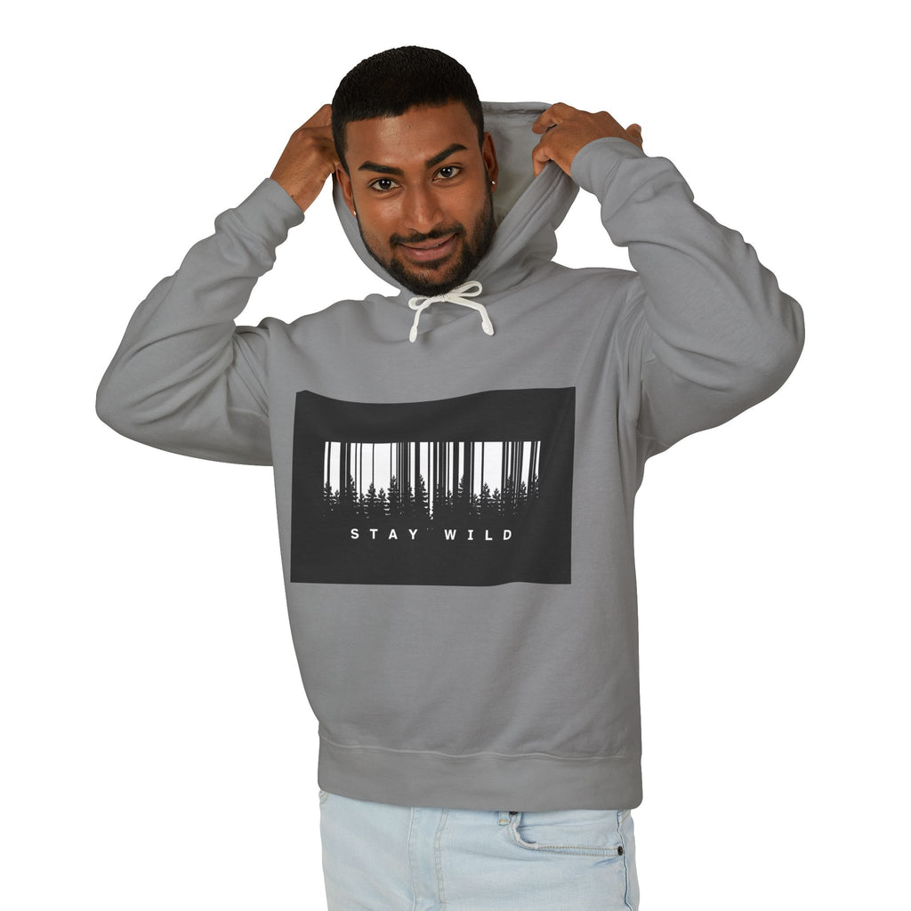 Stay Wild Barcode Hoodie — Graphic Lightweight Hooded Sweatshirt