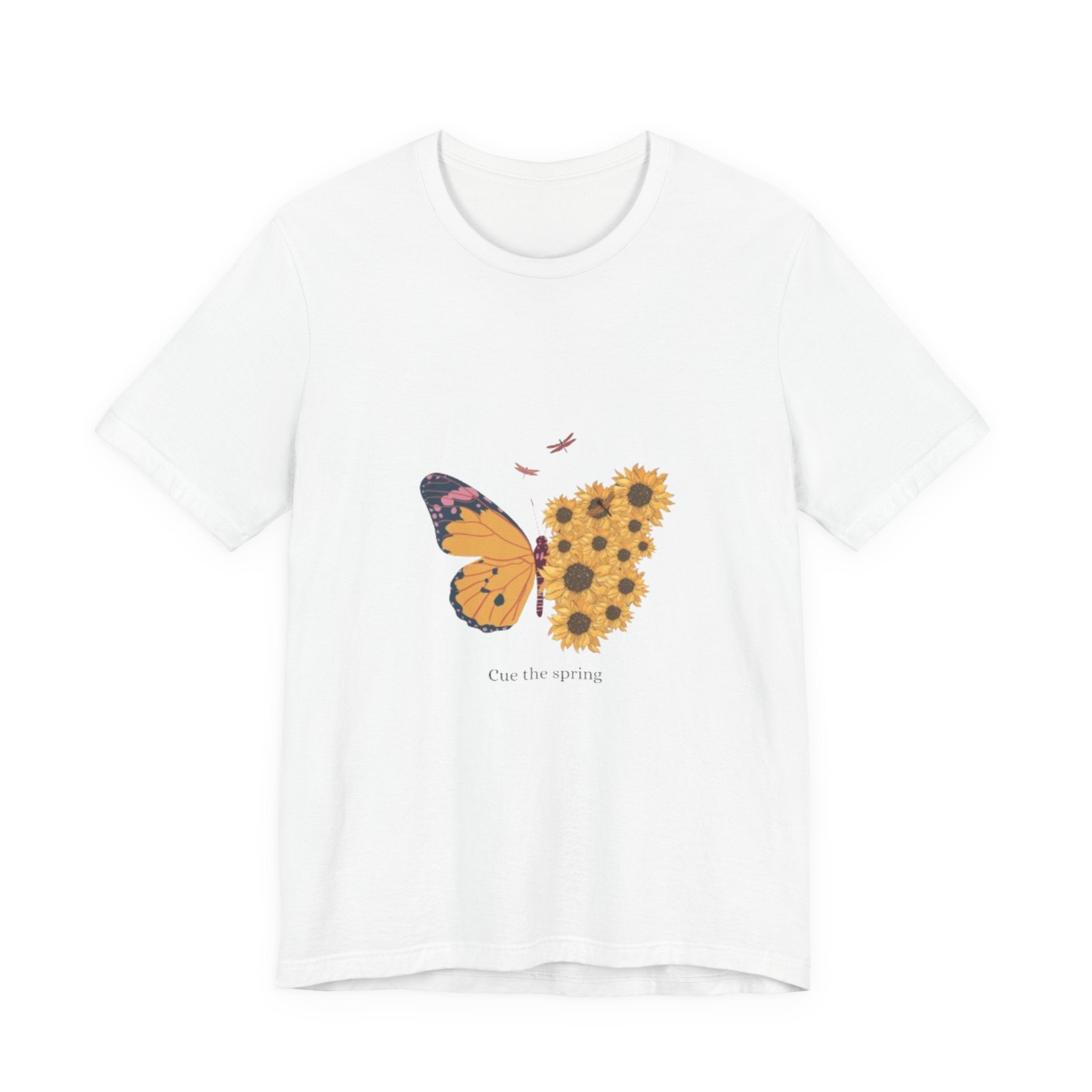 Butterfly Sunflower Tee — 'Over the Spring' Floral Graphic T-Shirt