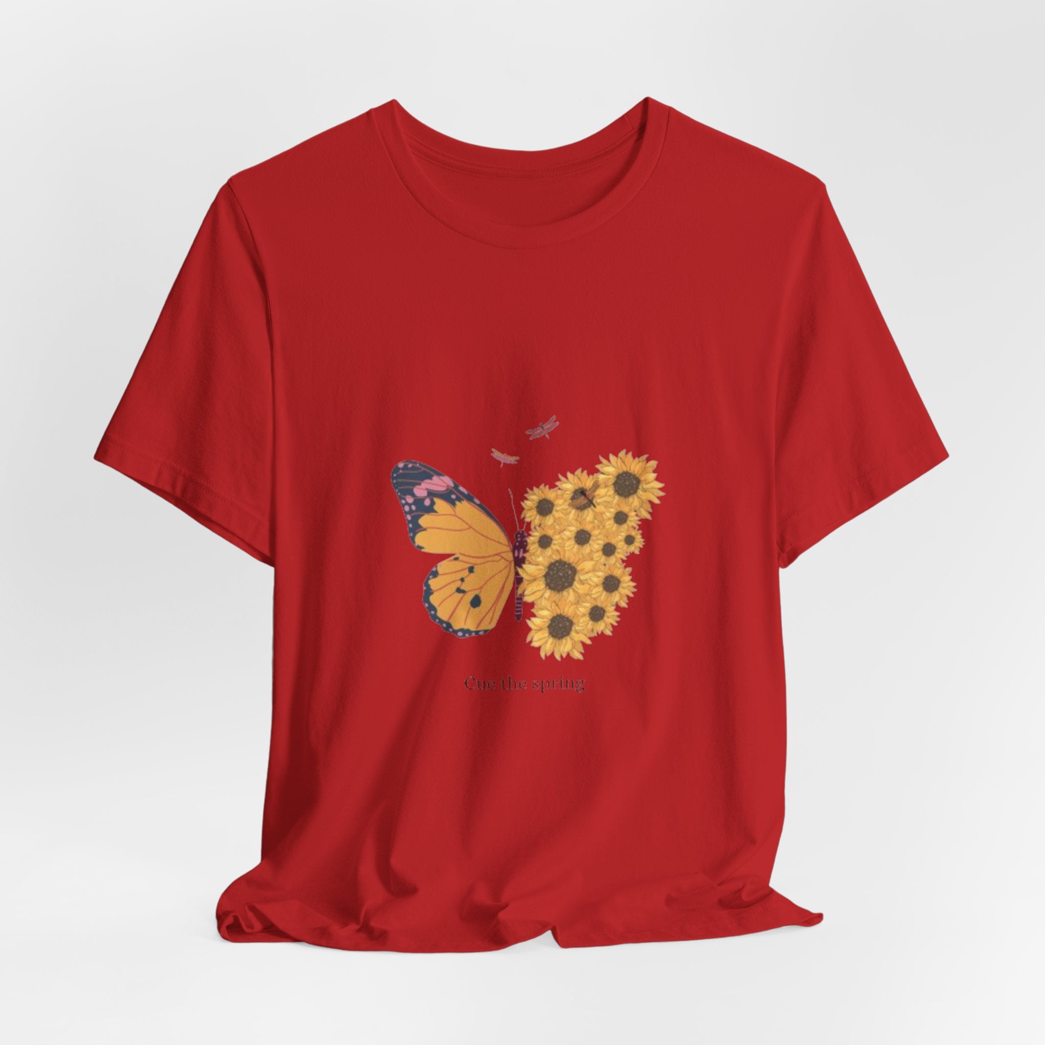 Butterfly Sunflower Tee — 'Over the Spring' Floral Graphic T-Shirt