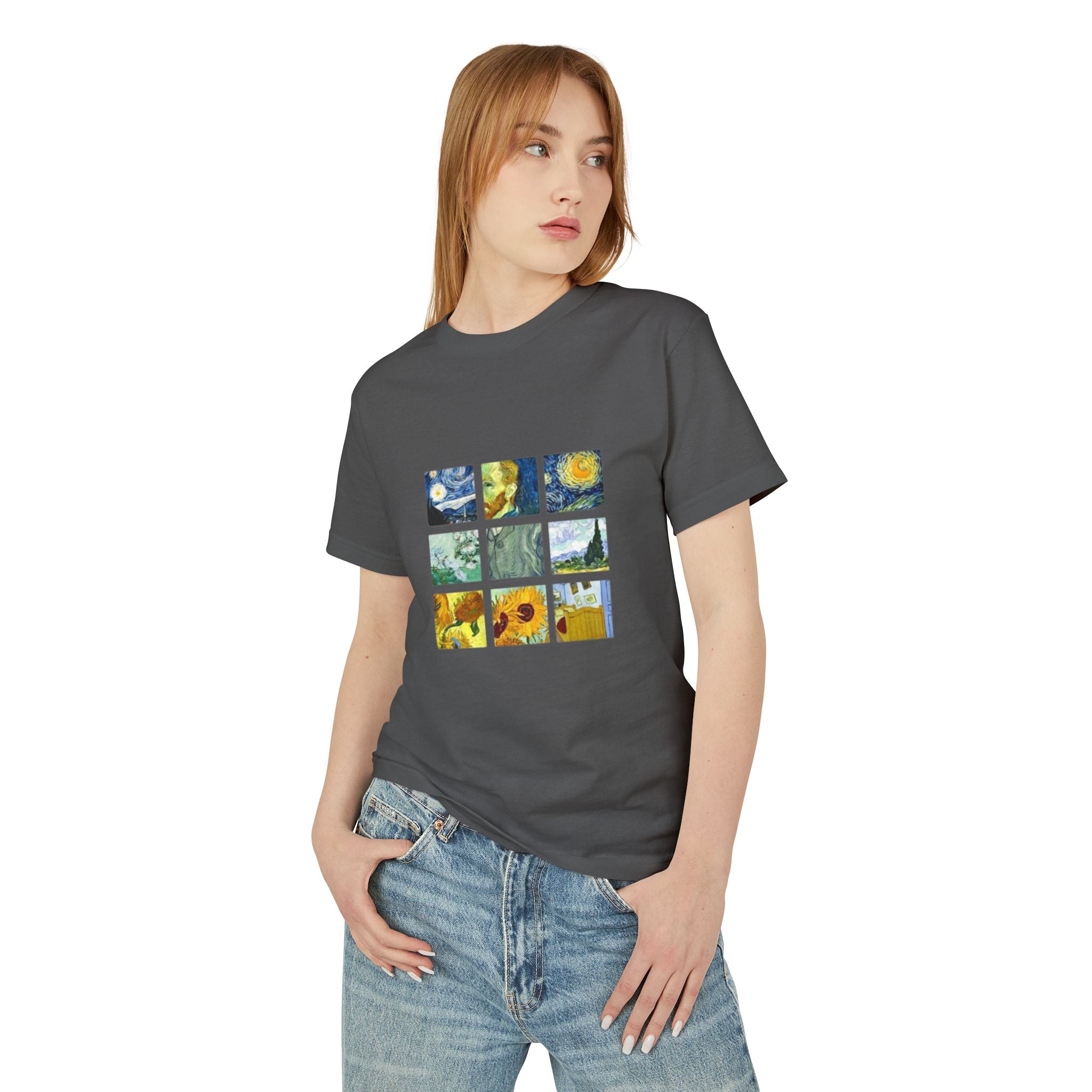 Van Gogh Art Grid T‑Shirt — Vintage Impressionist Canvas Tee