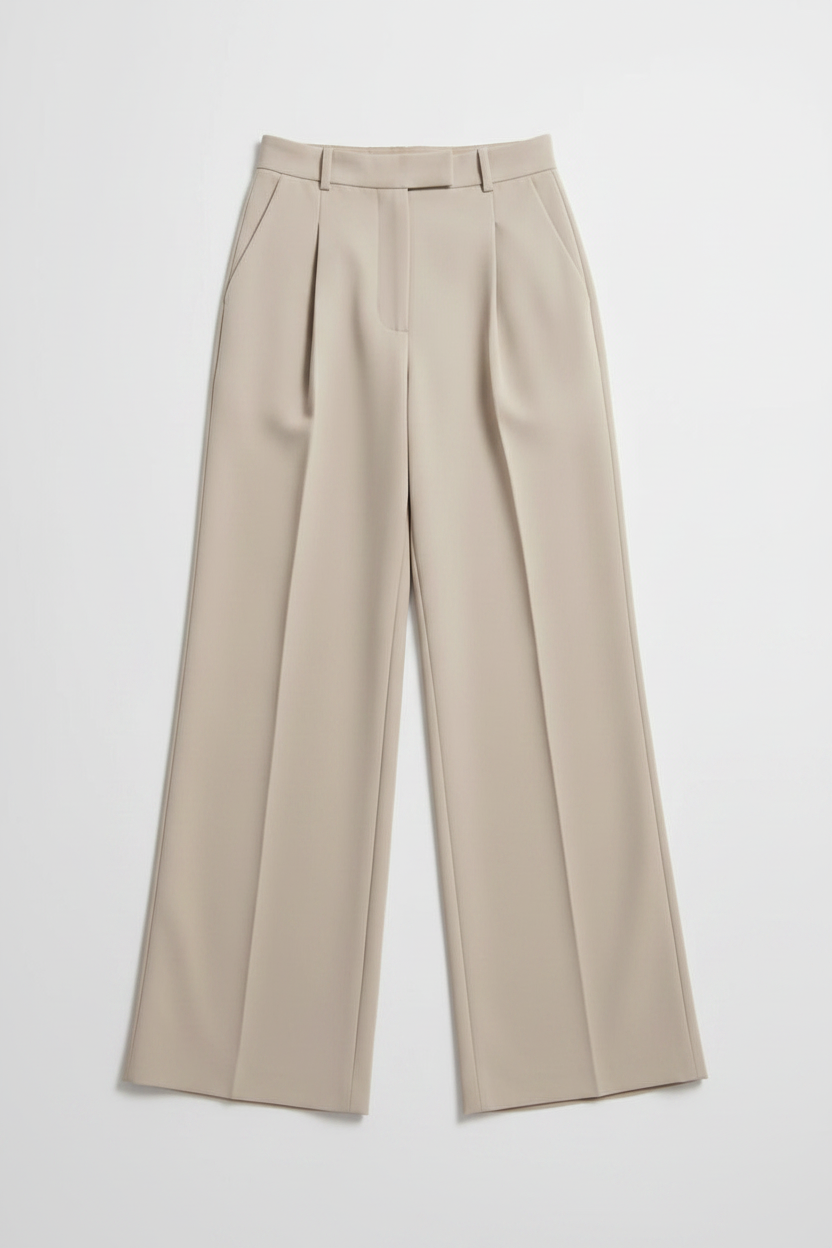 High-Waisted Straight-Leg Trousers – Wrinkle-Resistant Pants