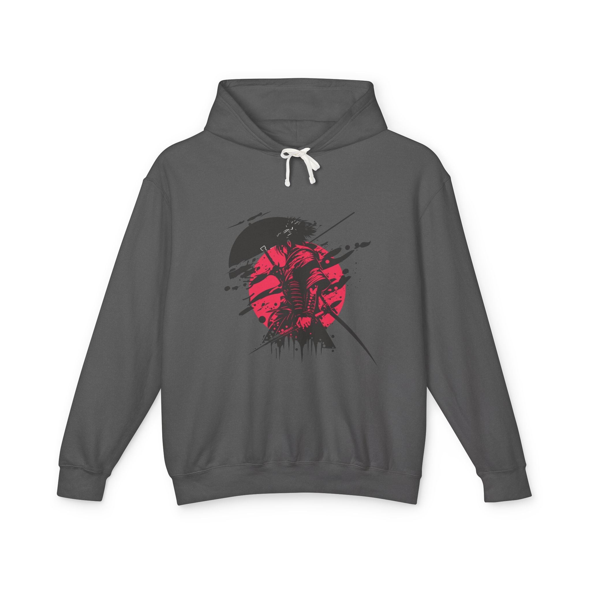 Samurai Graphic Hoodie — Red Rising Sun Skull Design