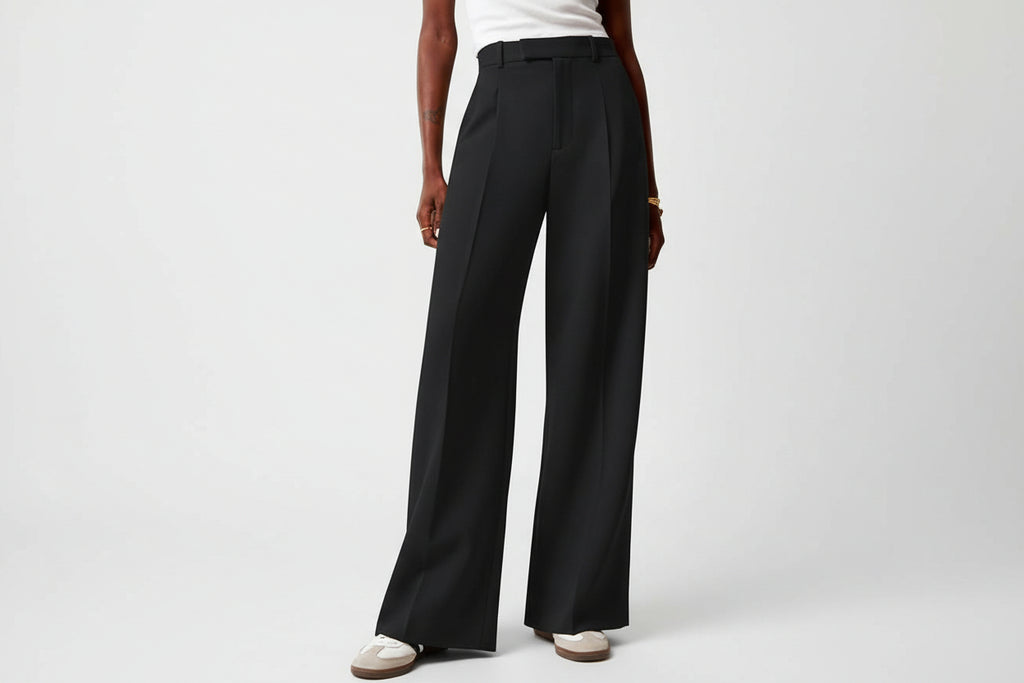 High-Waisted Straight-Leg Trousers – Wrinkle-Resistant Pants
