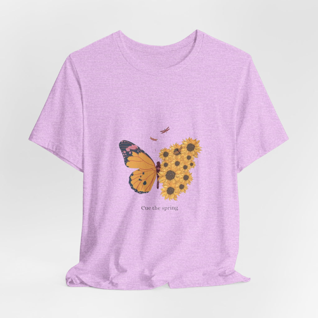 Butterfly Sunflower Tee — 'Over the Spring' Floral Graphic T-Shirt