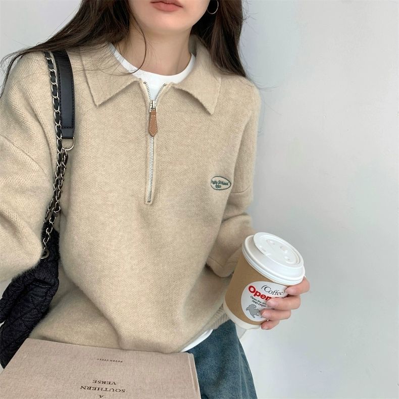 The Seoul Polo Knit | Silky Viscose Half-Zip Sweater