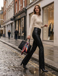High-Waist Leather Bootcut Trousers – Slim-Fit Urban Commuter Pants