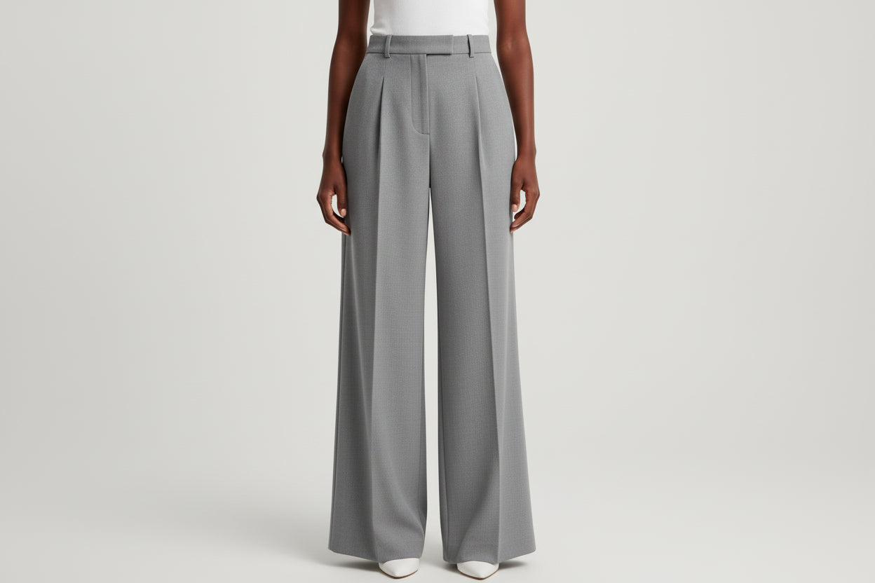 High-Waisted Straight-Leg Trousers – Wrinkle-Resistant Pants