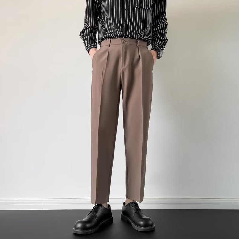 The Executive Drape | Wrinkle-Free Cropped Straight-Leg Pants