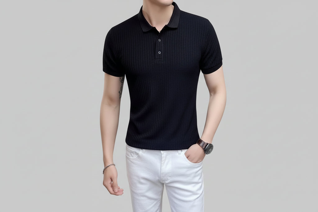 Men’s Summer Lightweight Polo Shirt - Slim-Fit Casual Lapel Top