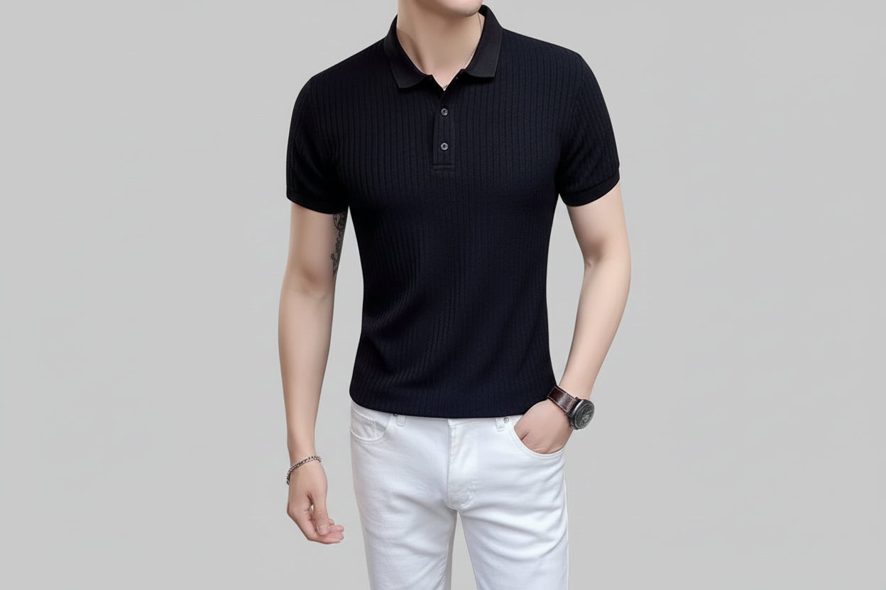 Men’s Summer Lightweight Polo Shirt - Slim-Fit Casual Lapel Top