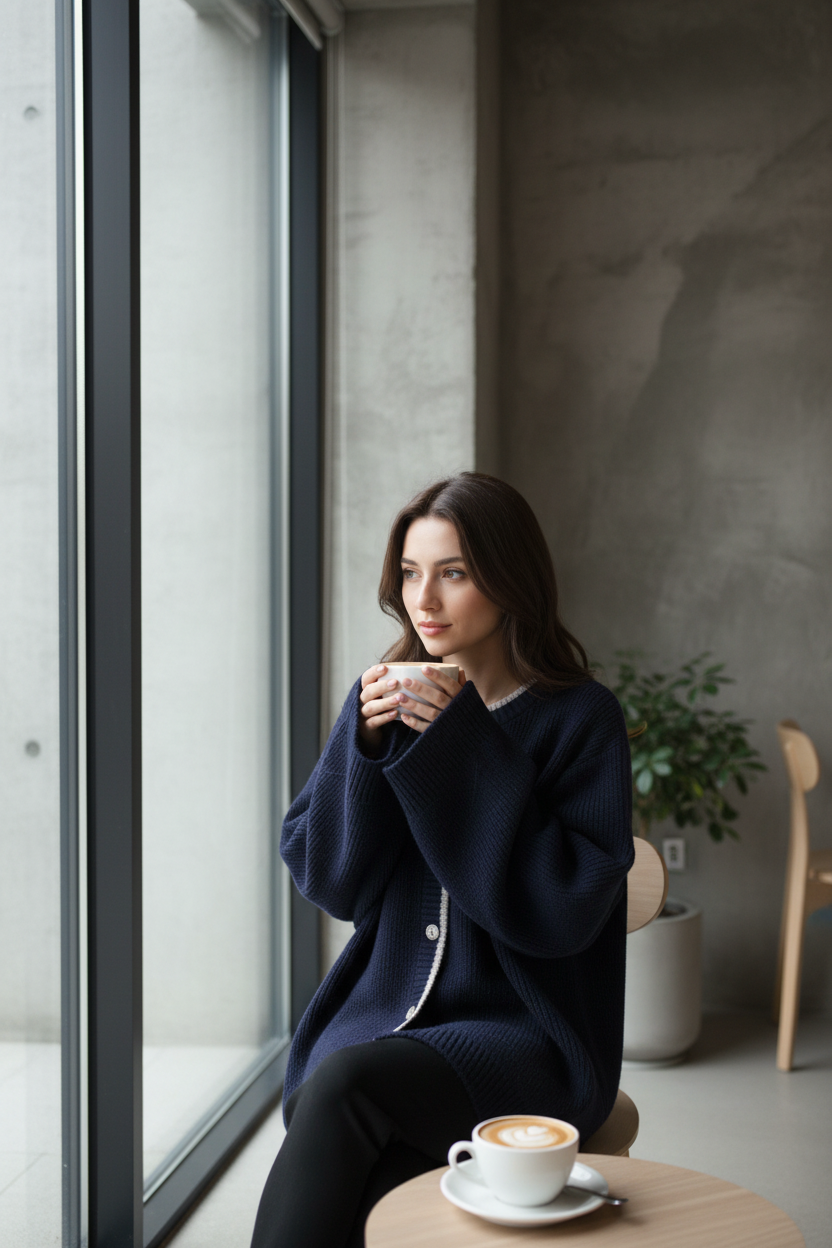 Urban Style Loose Knit Cardigan - Single-Breasted Acrylic Women’s Coat with Flying Sleeves